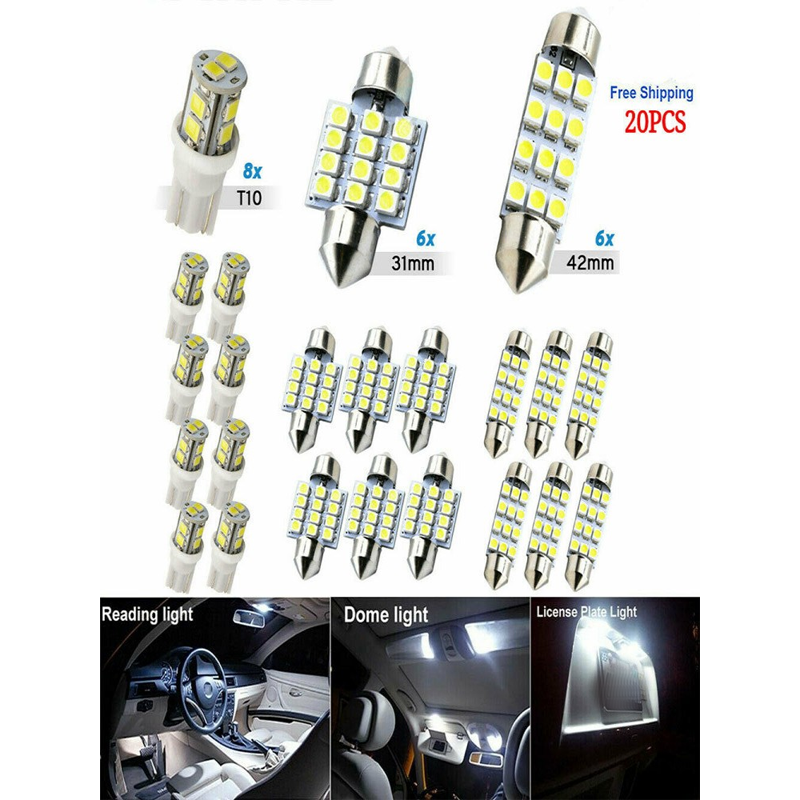🚗 Car Lighting Kit: Includes roof lights, T10 parking lights, dual-tip reading lights, license plate lights, and interior lights