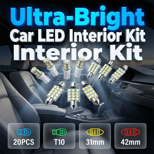 🚗 Car Lighting Kit: Includes roof lights, T10 parking lights, dual-tip reading lights, license plate lights, and interior lights