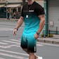 🏖️Summer Cool Deal:😎Men's Gradient Color T-Shirt & Shorts Set