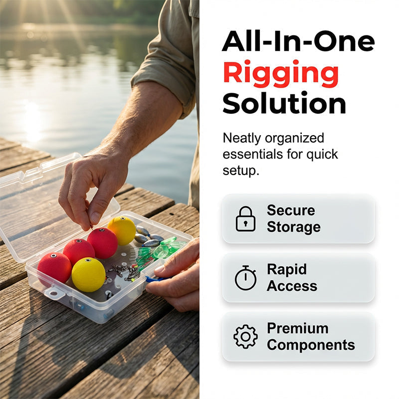 🎣✨Complete Fishing Float & Sinker Rig Kit – high-buoyancy foam floats, precision weighted core, vivid strike indicators. Portable tackle box! 🛡️💪