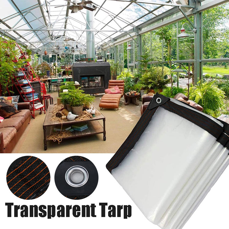 🌧️Transparent PE Cover Sheet – Weatherproof Clear Tarpaulin for Balcony, Patio, Greenhouse, Veranda and Garden