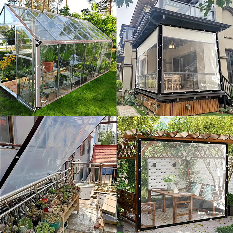 🌧️Transparent PE Cover Sheet – Weatherproof Clear Tarpaulin for Balcony, Patio, Greenhouse, Veranda and Garden