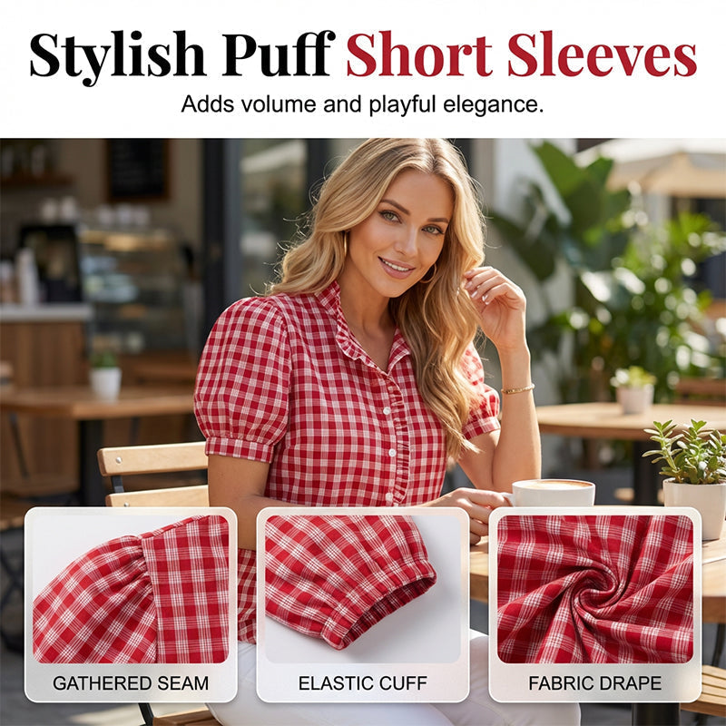 🔥 HOT SALE 49%👚 Women's Casual Ruffled Puff Sleeve Top