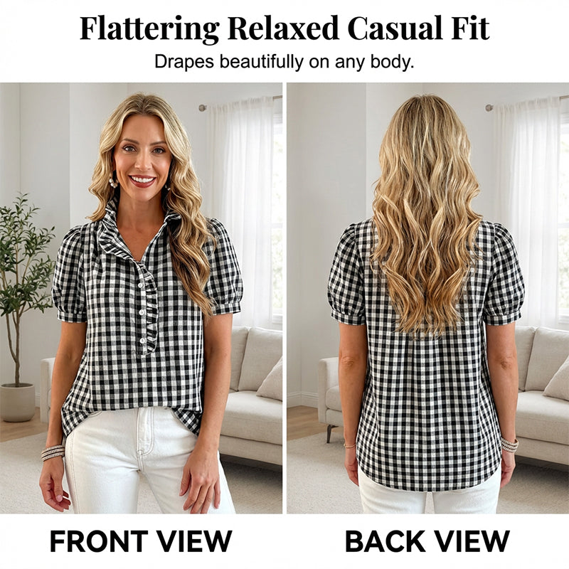 🔥 HOT SALE 49%👚 Women's Casual Ruffled Puff Sleeve Top