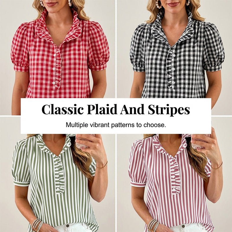 🔥 HOT SALE 49%👚 Women's Casual Ruffled Puff Sleeve Top