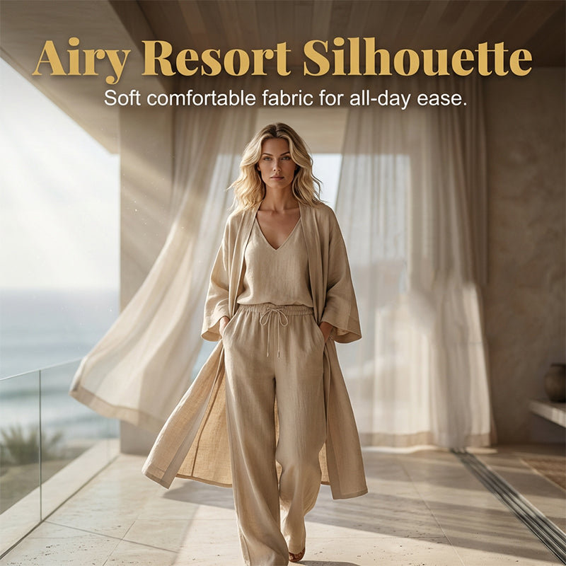 ⏰🔥LIMITED TIME 47% OFF! 🧥 Elegant 3-Piece Set – Wide-Leg Trousers, Inner Top & Cardigan for Effortless Chic 👚👖✨