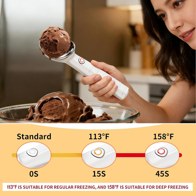 🔥Hot Sale🔥 Electric Self-Melting Ice Cream Spoon – Heat-Activated, Glides Through Hard Ice Cream, No More Wrist Strain 🍦