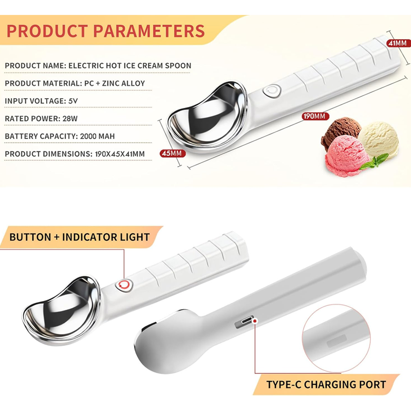 🔥Hot Sale🔥 Electric Self-Melting Ice Cream Spoon – Heat-Activated, Glides Through Hard Ice Cream, No More Wrist Strain 🍦