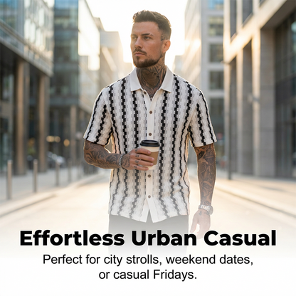 📢📢56% OFF !! ⏰Men's Short Sleeve Retro Geometric Knit Shirt