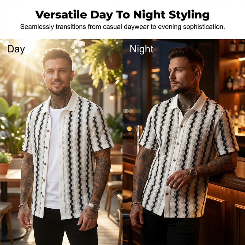 📢📢56% OFF !! ⏰Men's Short Sleeve Retro Geometric Knit Shirt