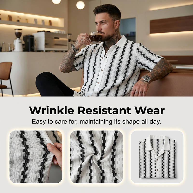 📢📢56% OFF !! ⏰Men's Short Sleeve Retro Geometric Knit Shirt