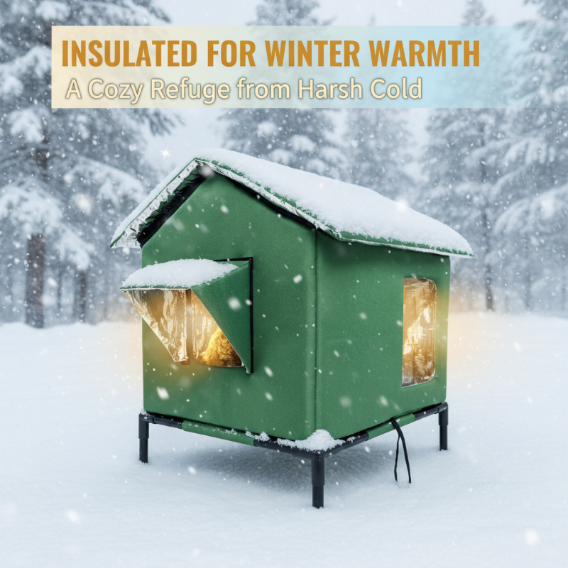 ⏳ Time-Limited Special ⏰ All-Weather Elevated Outdoor Cat House 🐱– Waterproof, Thermal Lining & Foldable🌧️