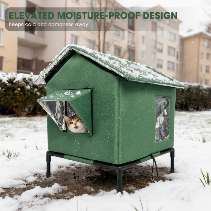 ⏳ Time-Limited Special ⏰ All-Weather Elevated Outdoor Cat House 🐱– Waterproof, Thermal Lining & Foldable🌧️