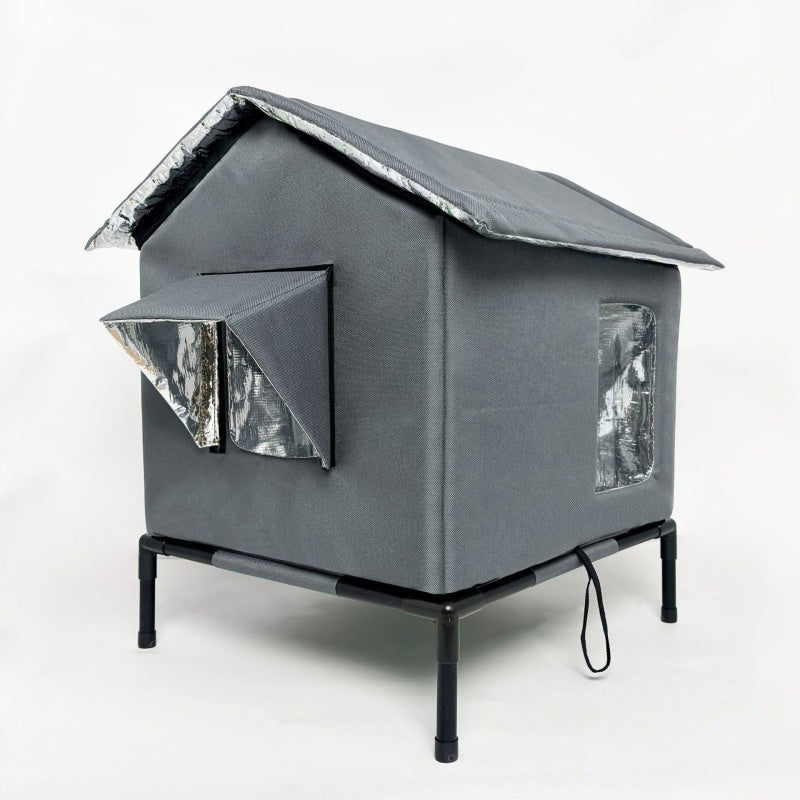⏳ Time-Limited Special ⏰ All-Weather Elevated Outdoor Cat House 🐱– Waterproof, Thermal Lining & Foldable🌧️