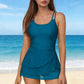 👙48% OFF! 🌺 Double Strap Ruched Skirted Swimsuit – Tummy Control, Secure Support, Quick-Dry ✨