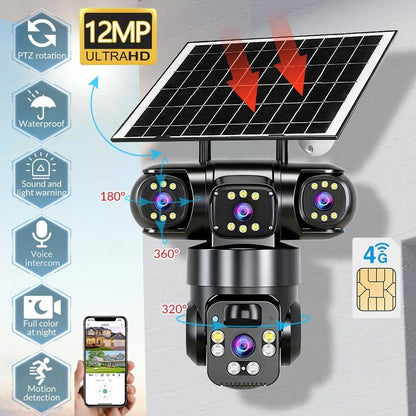 ⏳Free Shipping⏰6K 9MP Outdoor Wi-Fi Security Camera | 10x Zoom, 3 Lenses, 360° PTZ | IP66 Waterproof, Color Night Vision, Two-Way Audio, Motion Tracking