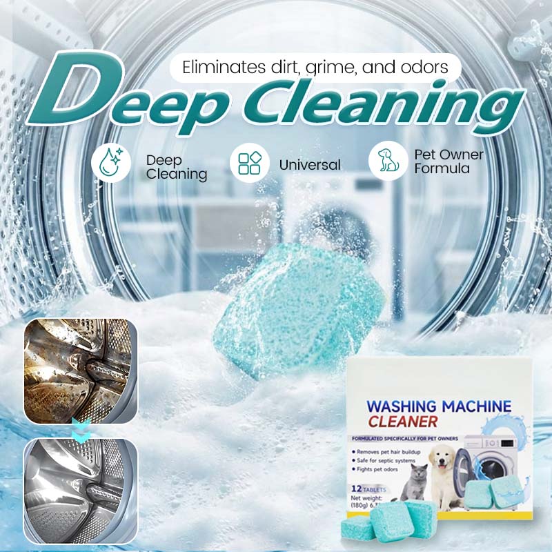 🏆 Last Day Special Price £7.45! 🔥🎁Washing Machine Cleaner – 12 tablets, deep cleans inner tank & pet hair. 🧼