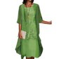 🌸 Turn Heads At Every Occasion – Women's Knee-Length Formal Dress and Cardigan Set