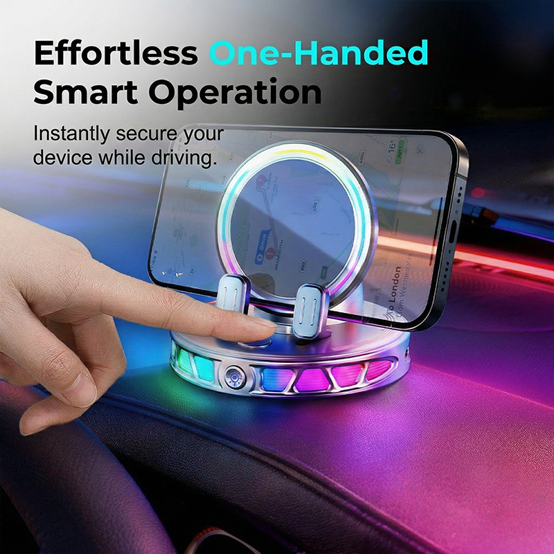 ⏳LIMITED-TIME 50% OFF! ⏰ RGB Car Phone Mount 📱 Auto-Clamping & Wireless Charging | Safe One-Hand Driving 🚗
