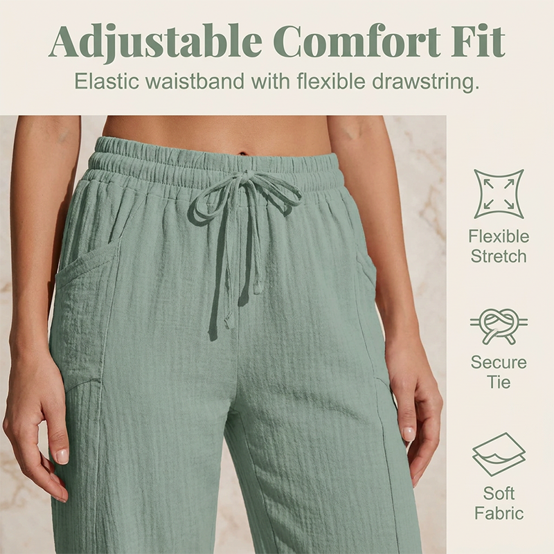 🌞Summer Hot Sale-55% Off!!🌿Women's Solid-Color Pleated Cotton-Linen Cropped Pants