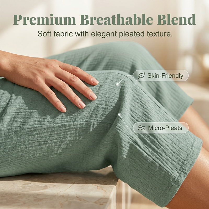 🌞Summer Hot Sale-55% Off!!🌿Women's Solid-Color Pleated Cotton-Linen Cropped Pants