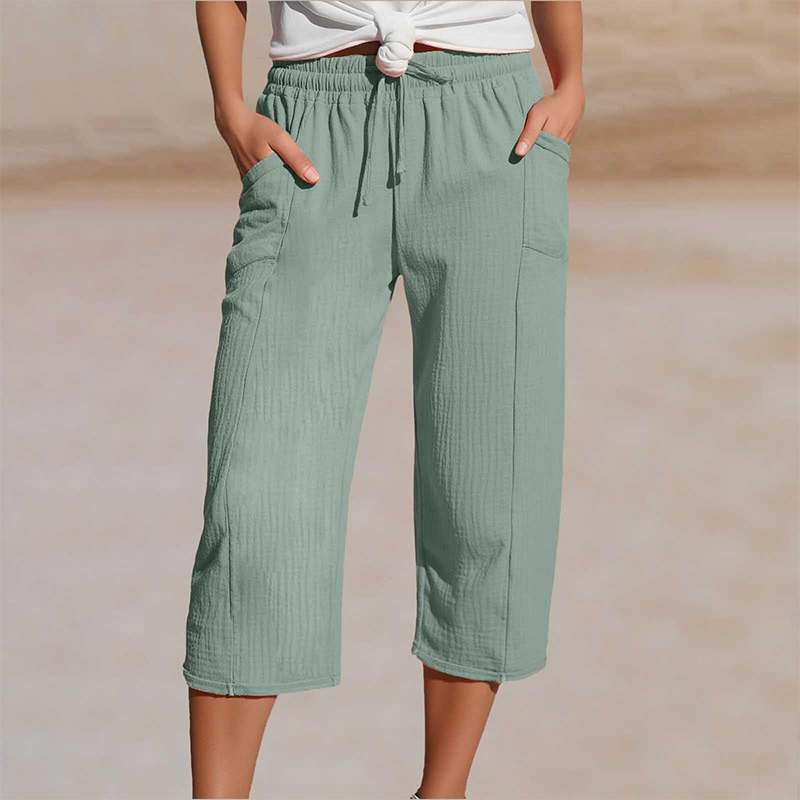 🌞Summer Hot Sale-55% Off!!🌿Women's Solid-Color Pleated Cotton-Linen Cropped Pants