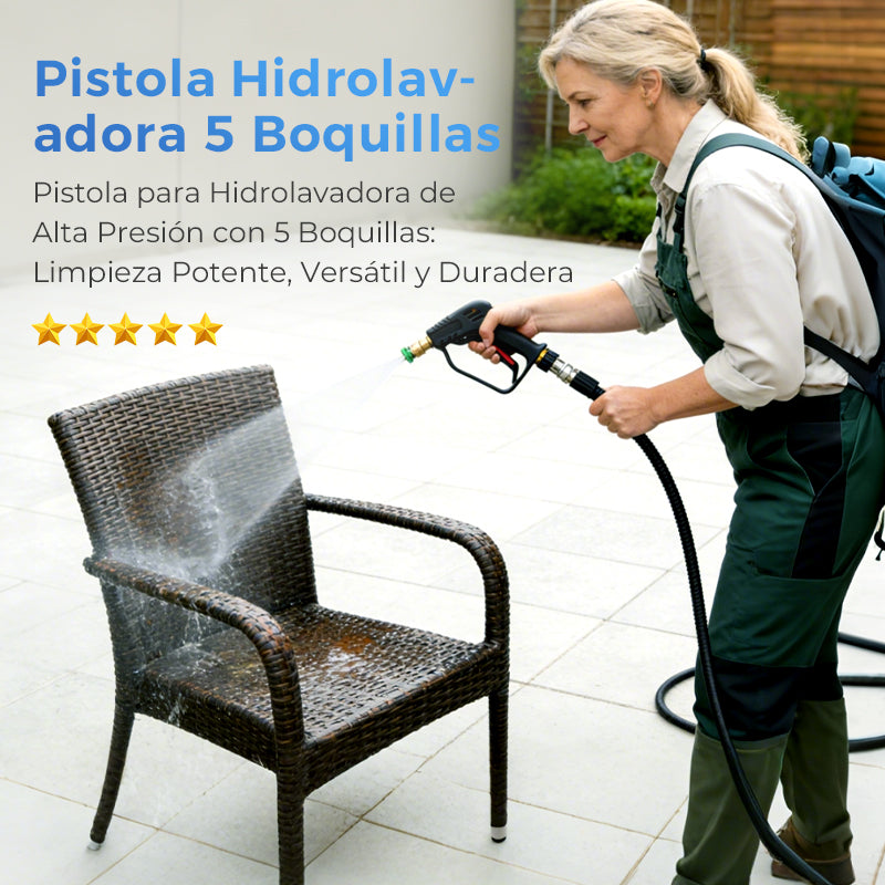 High-Pressure Washer Gun with 5 Nozzles