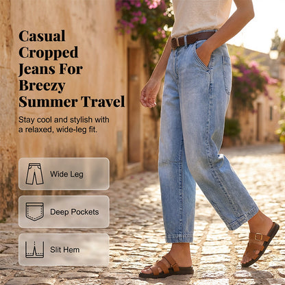 🎁2026 New Arrivals 46% OFF💥  Women's High Waisted Cropped Barrel Jeans  🥳HOT SALE！！🥳