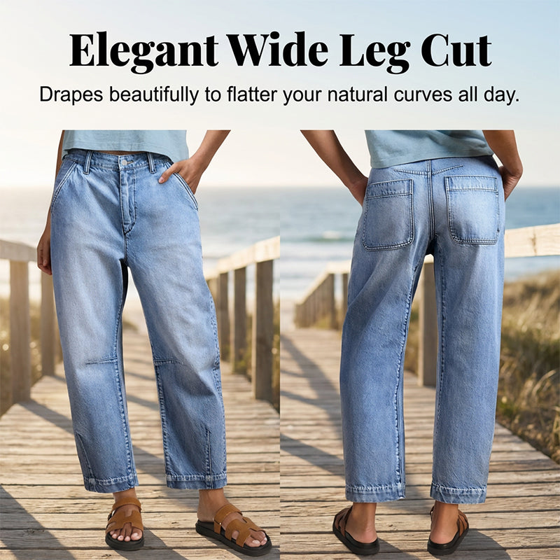 🎁2026 New Arrivals 46% OFF💥  Women's High Waisted Cropped Barrel Jeans  🥳HOT SALE！！🥳