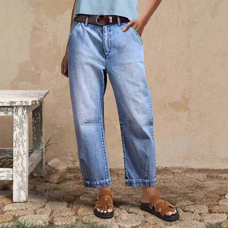 🎁2026 New Arrivals 46% OFF💥  Women's High Waisted Cropped Barrel Jeans  🥳HOT SALE！！🥳