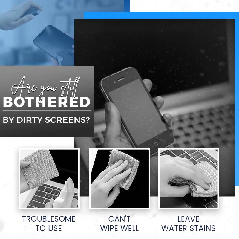 📢📢BUY 1  GET 1 FREE !⏰2-in-1 Screen Cleaner & Microfiber Cloth: Spray & Wipe, No Residue, Portable