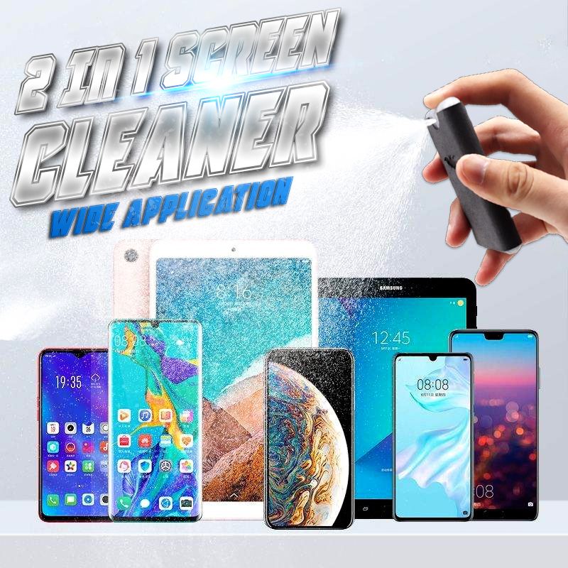 📢📢BUY 1  GET 1 FREE !⏰2-in-1 Screen Cleaner & Microfiber Cloth: Spray & Wipe, No Residue, Portable