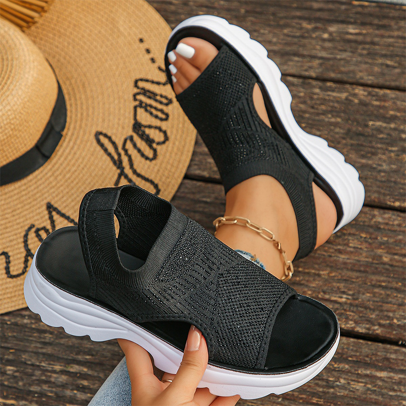 🎁Women's Breathable Knitted Platform Sandals – Comfortable Summer Wedge Sandals, Non-Slip & Lightweight