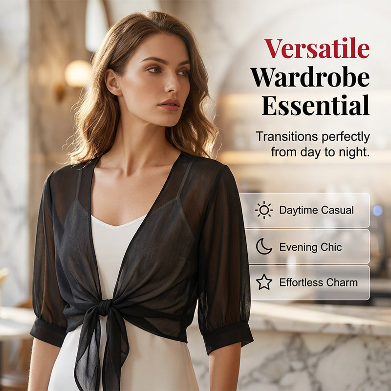 👚 52% OFF NOW! ⏳ Women's Chiffon Tie-Front Top – Summer layering essential – Lightweight, breathable & perfect for beach or brunch 🌸