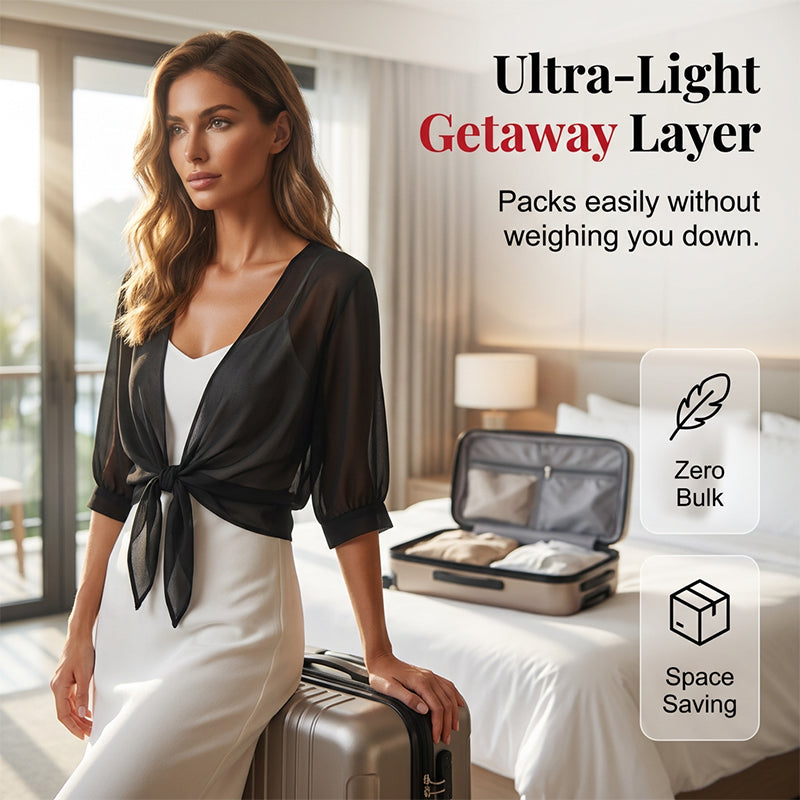 👚 52% OFF NOW! ⏳ Women's Chiffon Tie-Front Top – Summer layering essential – Lightweight, breathable & perfect for beach or brunch 🌸
