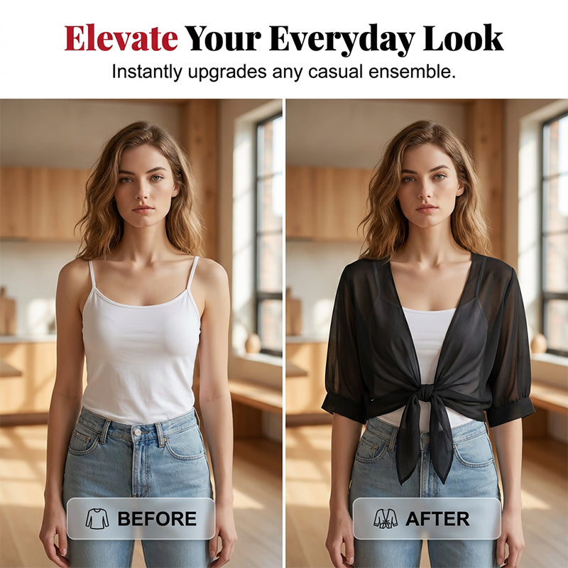 👚 52% OFF NOW! ⏳ Women's Chiffon Tie-Front Top – Summer layering essential – Lightweight, breathable & perfect for beach or brunch 🌸