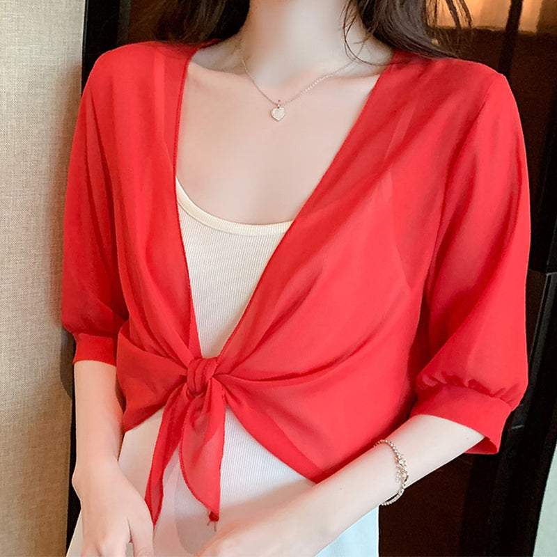 👚 52% OFF NOW! ⏳ Women's Chiffon Tie-Front Top – Summer layering essential – Lightweight, breathable & perfect for beach or brunch 🌸
