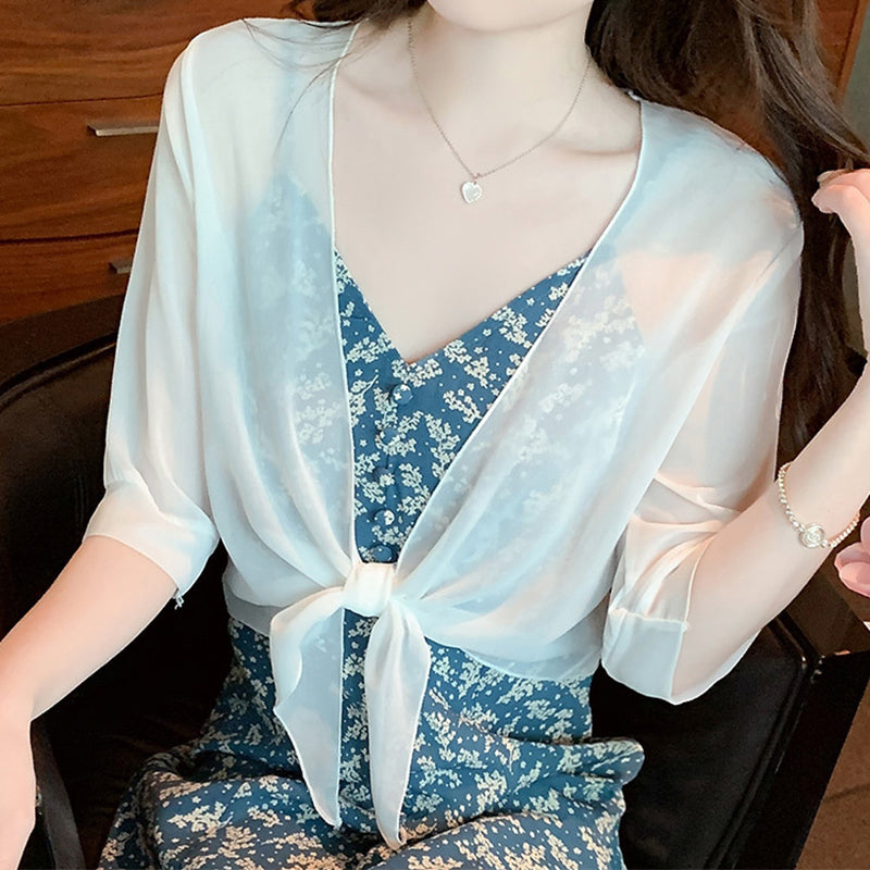👚 52% OFF NOW! ⏳ Women's Chiffon Tie-Front Top – Summer layering essential – Lightweight, breathable & perfect for beach or brunch 🌸