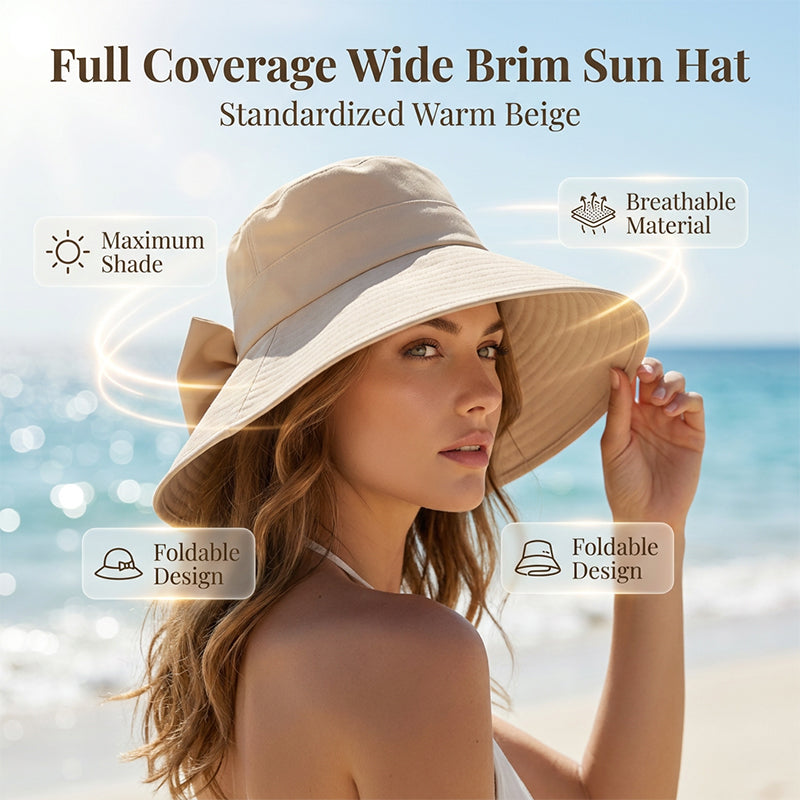 👒 LIMITED-TIME 51% OFF! ✨ Wide Brim Sun Hat with Bow – Full Coverage, Foldable, Breathable 🌞