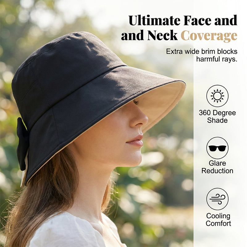 👒 LIMITED-TIME 51% OFF! ✨ Wide Brim Sun Hat with Bow – Full Coverage, Foldable, Breathable 🌞