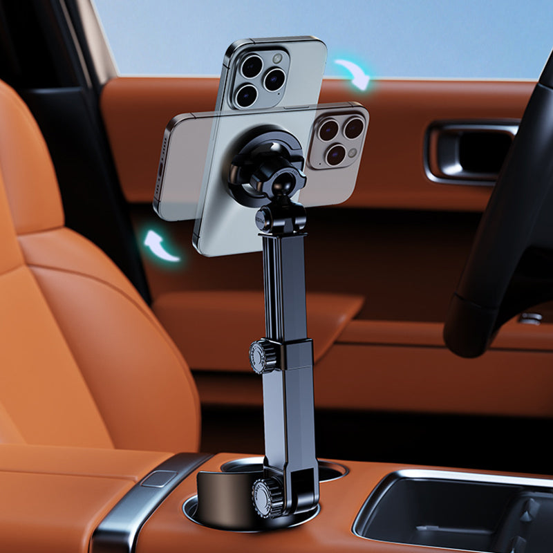 Car Cup Holder Phone Mount – 360° Adjustable, Strong N52 Magnet, One-Hand Operation, Fits All Phones, Stable Magnetic & Clamp Models for Safe Driving