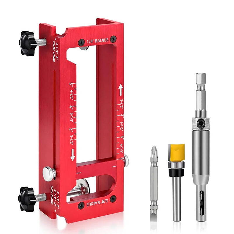 ⏳Time-Limited Special⏰ Door Hinge Mortise Jig Kit – 6061 Aluminum, Adjustable 2.5"–5" – Secure Clamping, Precision Routing – For Carpenters & DIY! 🔧✨