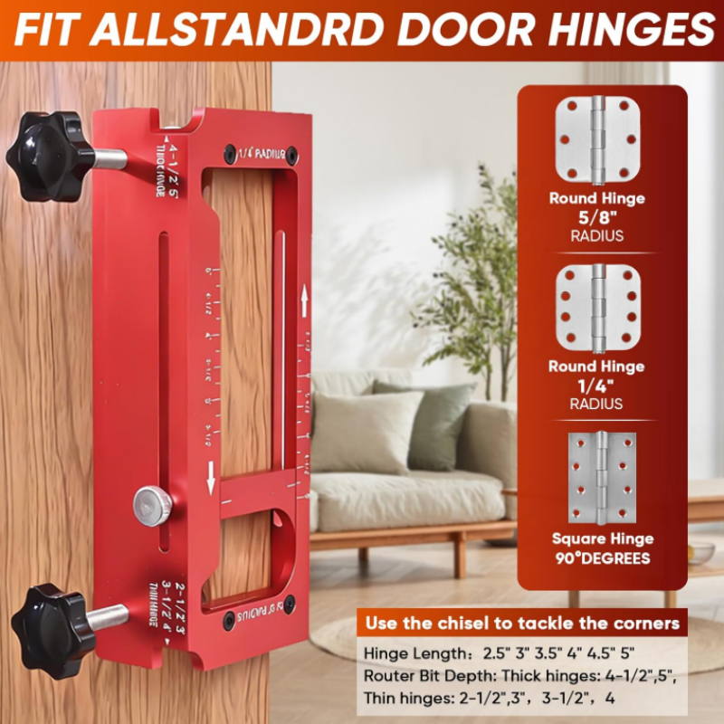 ⏳Time-Limited Special⏰ Door Hinge Mortise Jig Kit – 6061 Aluminum, Adjustable 2.5"–5" – Secure Clamping, Precision Routing – For Carpenters & DIY! 🔧✨