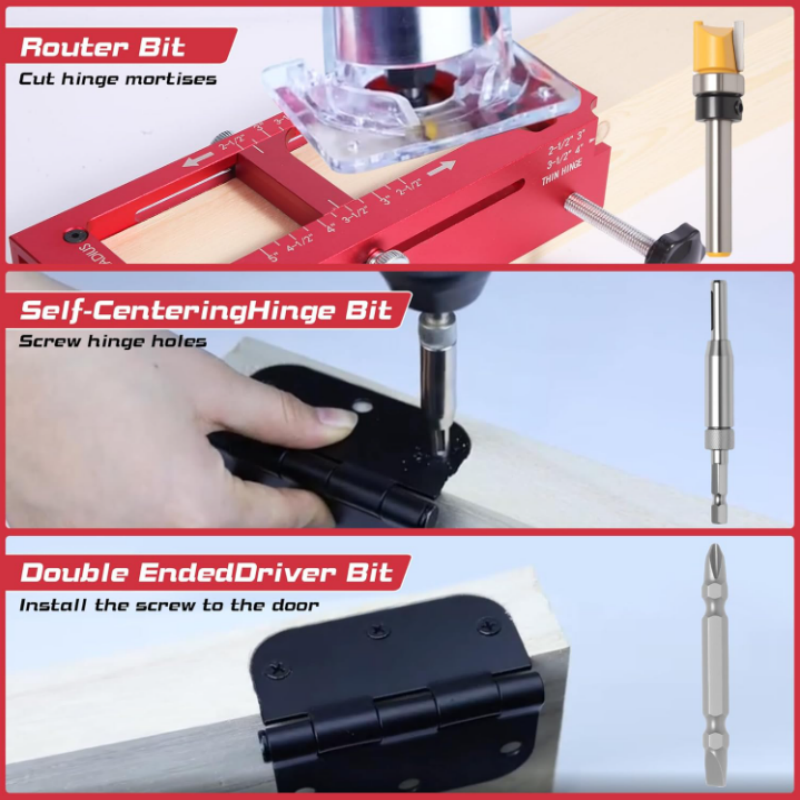 ⏳Time-Limited Special⏰ Door Hinge Mortise Jig Kit – 6061 Aluminum, Adjustable 2.5"–5" – Secure Clamping, Precision Routing – For Carpenters & DIY! 🔧✨