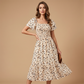 🌈2026 Summer Hot Sale 51% OFF!✨Square Neck Floral Midi Dress – Smocked Bodice, Flowy Tiered Skirt🌸1