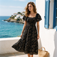 🌈2026 Summer Hot Sale 51% OFF!✨Square Neck Floral Midi Dress – Smocked Bodice, Flowy Tiered Skirt🌸1