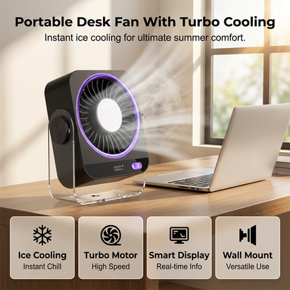 Portable Desk & Wall Fan with LED Display