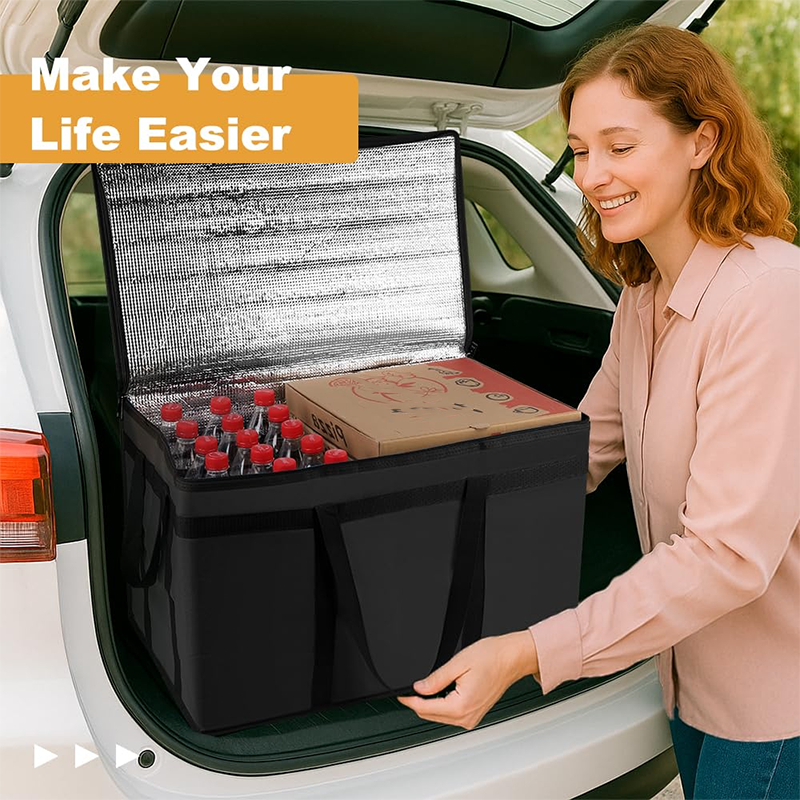 🛵 Large Insulated Food Delivery Bag Triple-Layer Thermal Protection Water-Resistant Exterior 🍕 Easy-Clean Foil Lining Heavy-Duty Straps 50% OFF Today