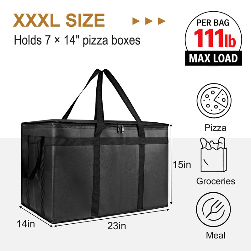 🛵 Large Insulated Food Delivery Bag Triple-Layer Thermal Protection Water-Resistant Exterior 🍕 Easy-Clean Foil Lining Heavy-Duty Straps 50% OFF Today