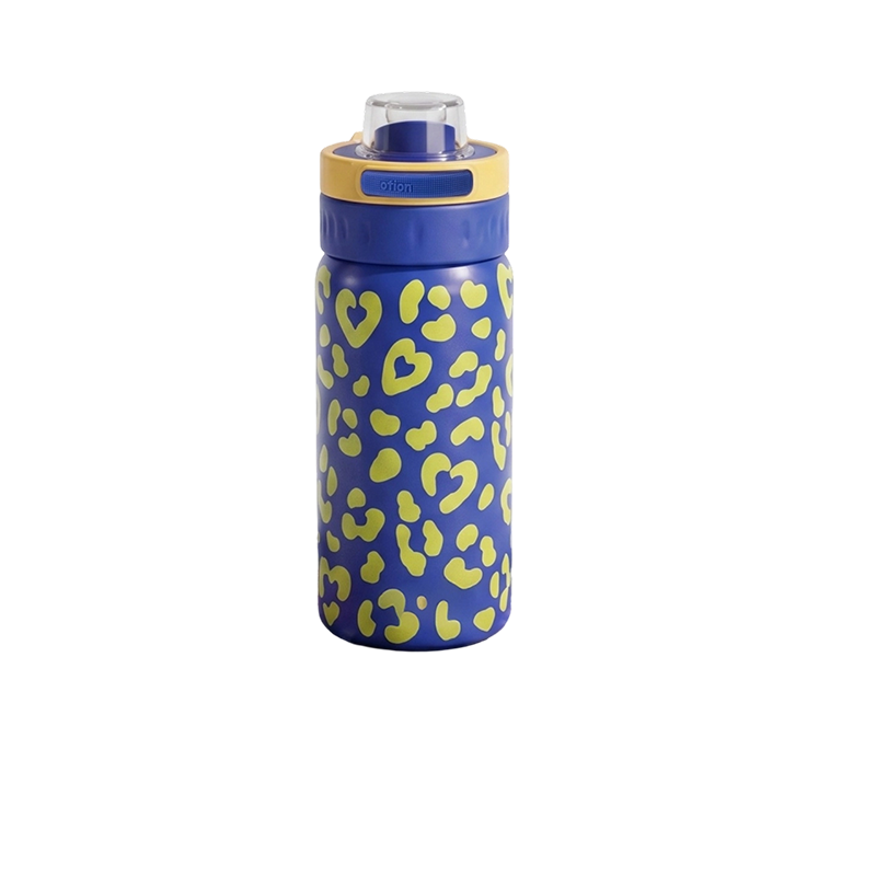 Leopard Print Insulated Water Bottle with Dual-Drinking Lid